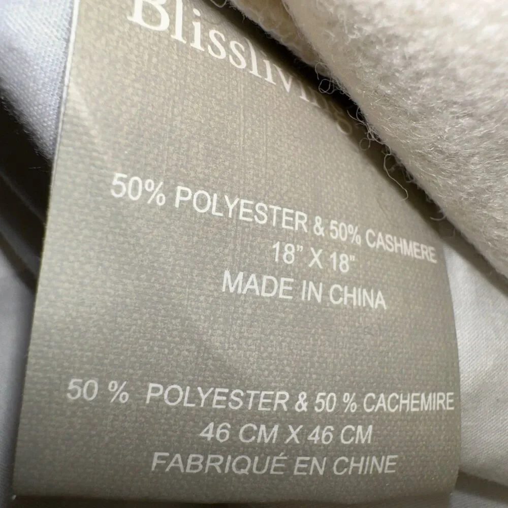 Blissliving Home ‘The Jenna’ Cashmere Blend Feather Filled 18” Decorative Pillow